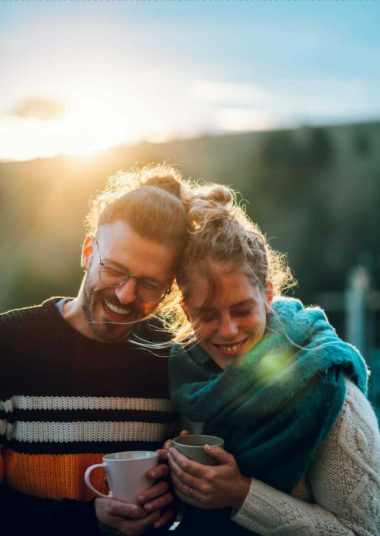 Married couple enjoying coffee Mile High Psychology Example of rekindled love through marriage counseling