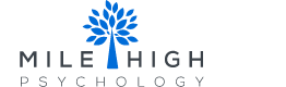Mile High Psychology logo. Image of tree in a vibrant blue color.