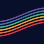 LGBTQ Pride colors in a flowing pattern set against a black backdrop