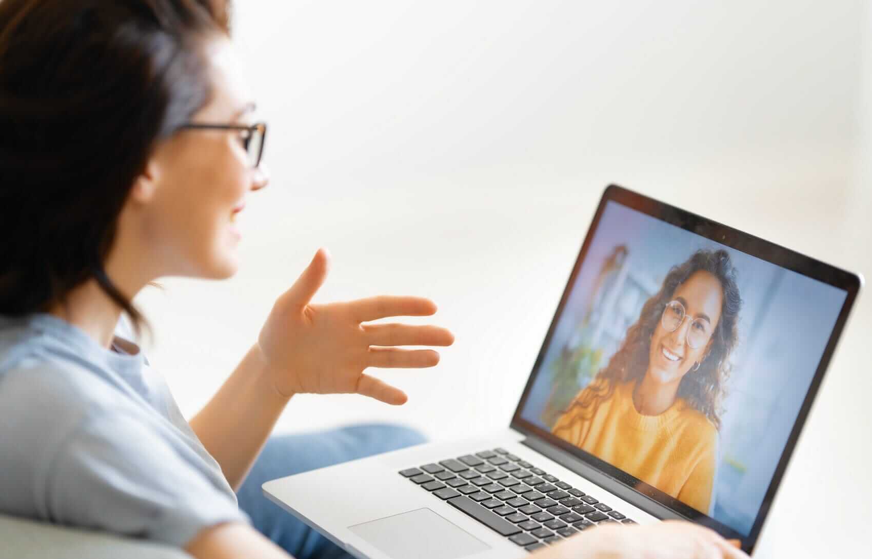 Using laptop for remote conversation Mile High Psychology Example of using laptop for remote therapy or coaching session